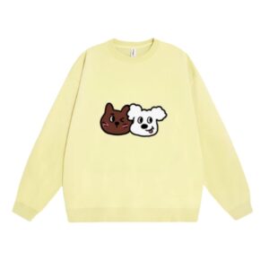 Cartoon Yellow Round Neck Sweatshirt